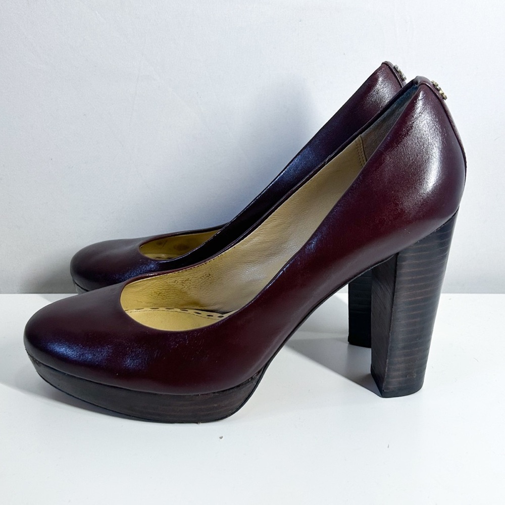 Coach Women’s Tonianne Burgundy Smooth Leather Pumps High Heels Size 8B - Picture 4 of 9